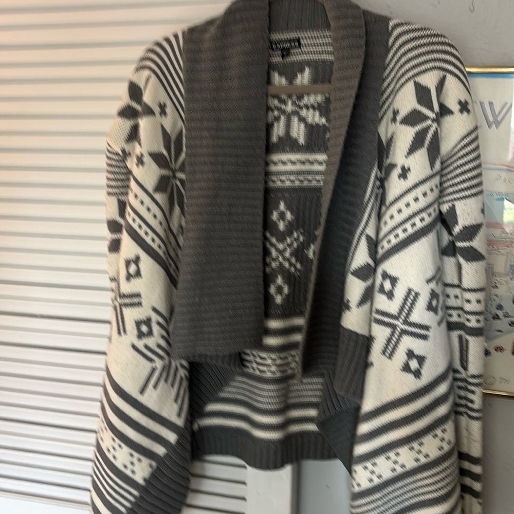 Express Fair Isle Wool Blend Flyaway Cardigan Size S